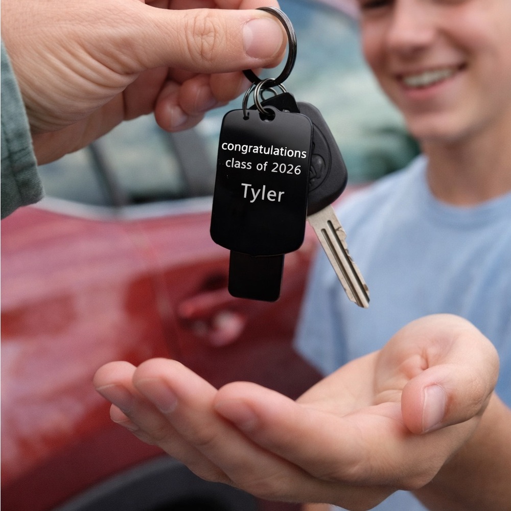 Personalized Black Keychain Keychain - Custom Engraved